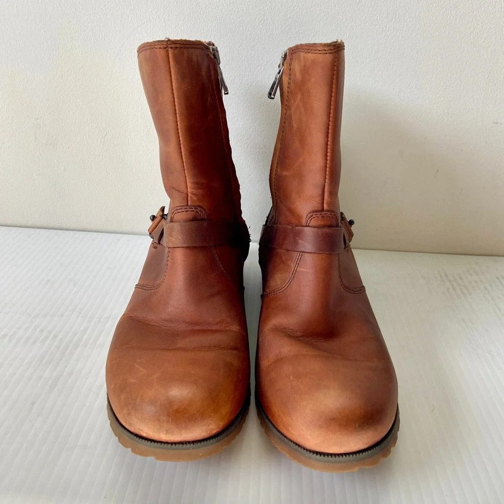 Teva DeLaVina Red‎ Brown Leather Ankle Boots Womens 6.5